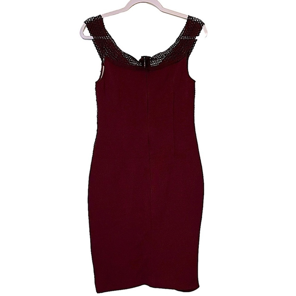Nicholas Burgundy Bandage Off Shoulder Dress Body Con Midi Length Sz 6